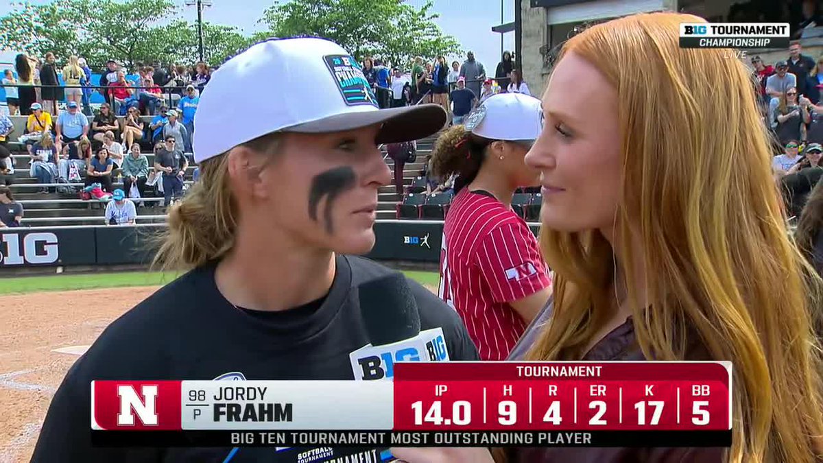 "This has been truly just a dream come true." Sydney Supple catches up with Nebraska Softball's B2B Big Ten Conference Pitcher of the Year Jordy Frahm after winning the tourney title 🤩