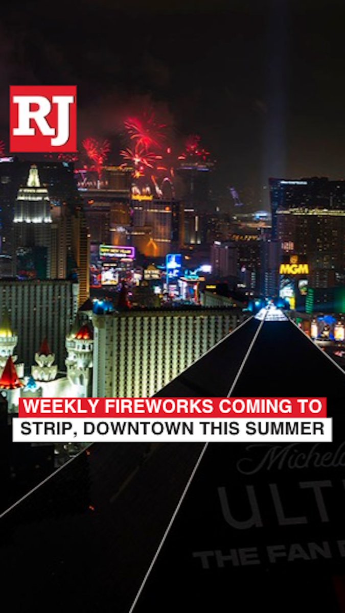 An eight-minute weekly fireworks show will light up the skies over the Strip and downtown Las Vegas this summer in celebration of the 250th anniversary of the Declaration of Independence, the LVCVA announced. DETAILS:
