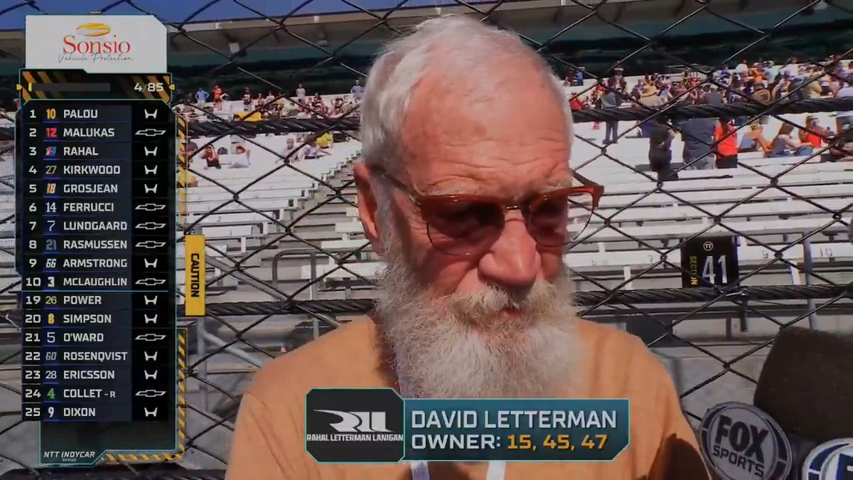 David Letterman's reaction to what happened on Lap 1. Jack Harvey | Rahal Letterman Lanigan Racing
