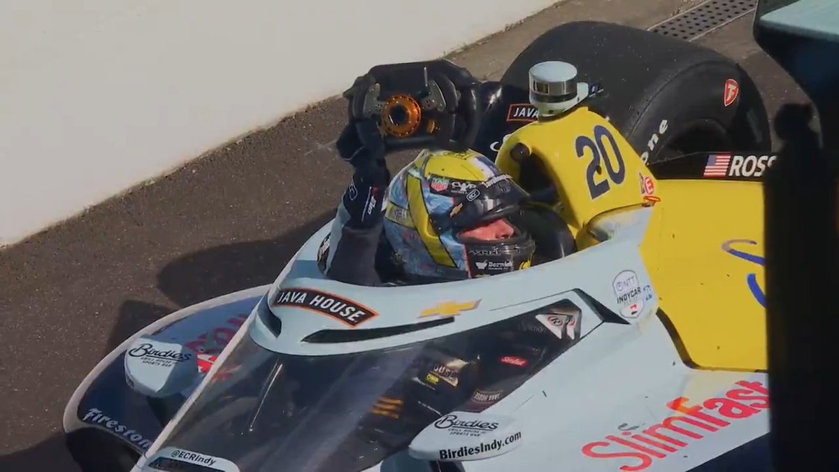 Alexander Rossi stalls on the front stretch.