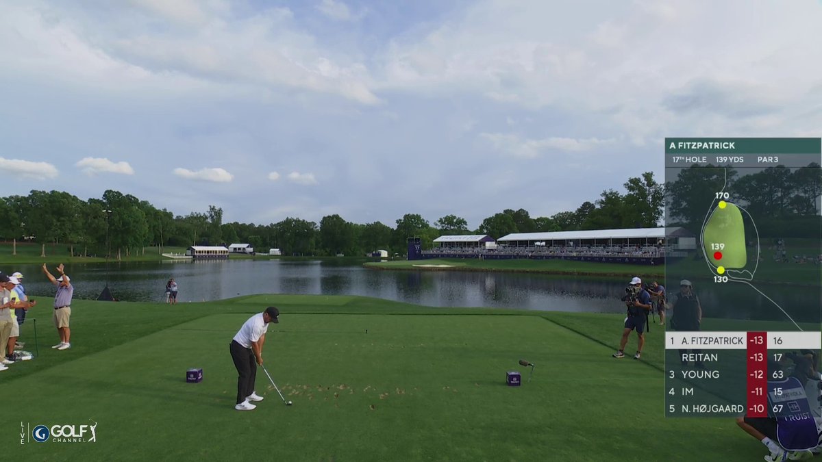 Excellent tee shot from Fitzpatrick to set up birdie and take the solo lead yet again 👏