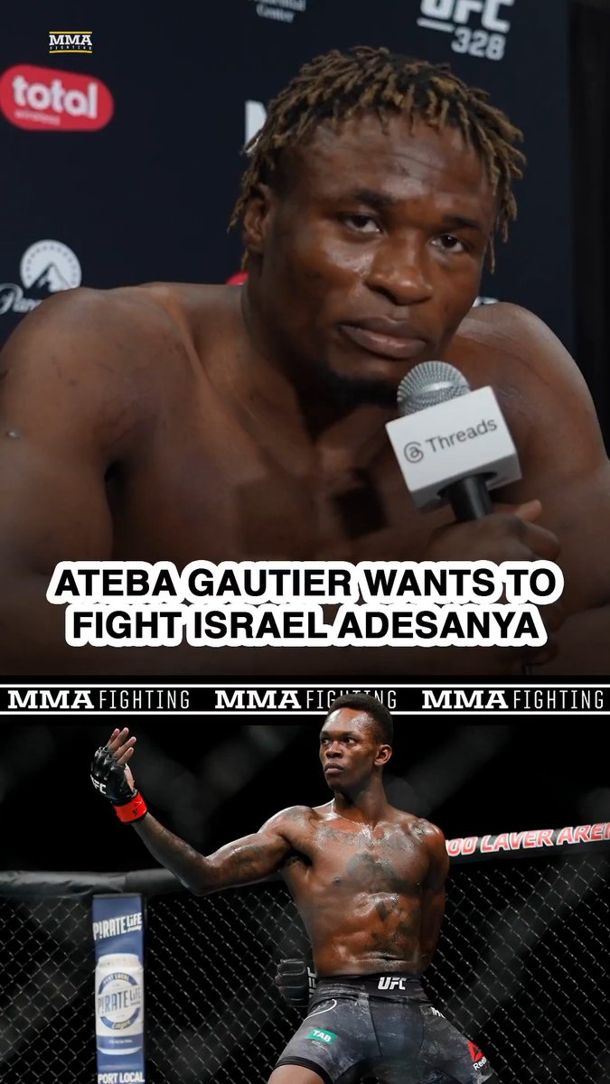 Ateba Gautier wants to fight "African brother" Israel Adesanya after his win at #UFC328: "I admire him a lot. … I've never met him, but I want to meet him in the cage."