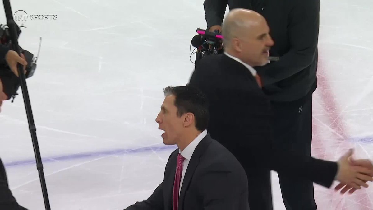 Watch closely during head coaches Rick Tocchet and Rod Brind’Amour hand shakes. It was like Brind’Amour was thanking Tocchet for bringing back the atmosphere and Flyers fandom. The two are very passionate about Flyers hockey &amp; its history. #IgniteTheOrange