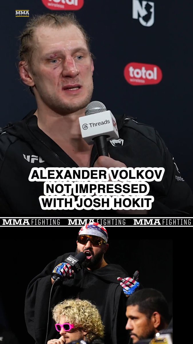 #UFC328 winner Alexander Volkov isn't even remotely impressed with Josh Hokit: "Look at this division. Everyone has just one heavy punch. Josh Hokit is the same. … What do I think about the drama? Nothing. I don't care."