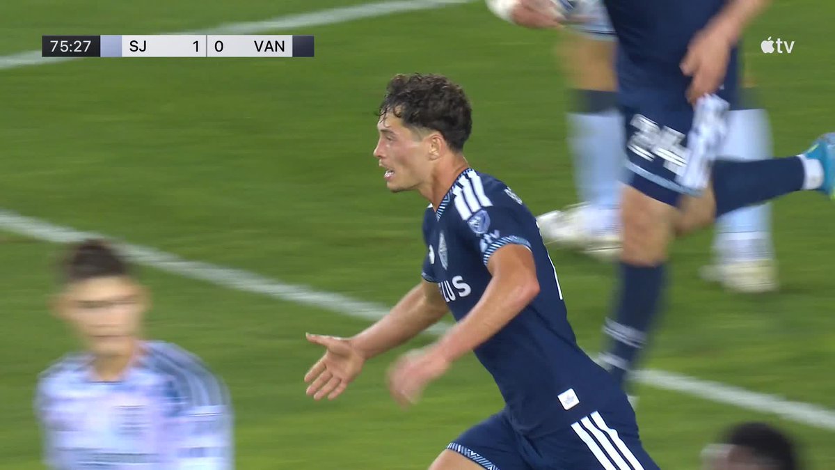 Sebastian Berhalter equalizer! ๐ San Jose-Vancouver tied 1-1 heading into the final 15 minutes.