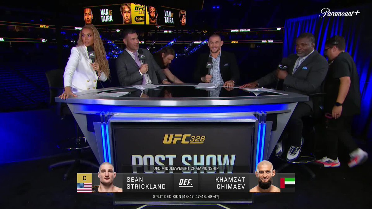 Sean Strickland makes an entrance on the post-fight show 😂 📺 Paramount+