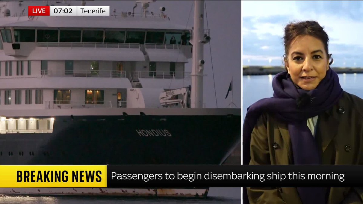 The cruise ship at the heart of a hantavirus outbreak has reached Tenerife, where it is docking offshore. From there, efforts will be made to remove the passengers from the MV Hondius and return them to their home nations Sky’s Sadiya Chowdhury reports