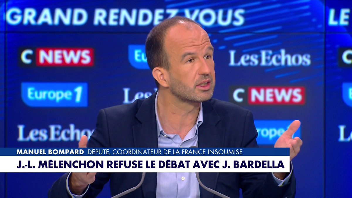 Manuel Bompard : «Ce serait un plaisir de débattre avec Jordan Bardella, sa faiblesse apparaitrait aux yeux du plus grand nombre», dans #LeGrandRDV Toute l'info est à retrouver sur