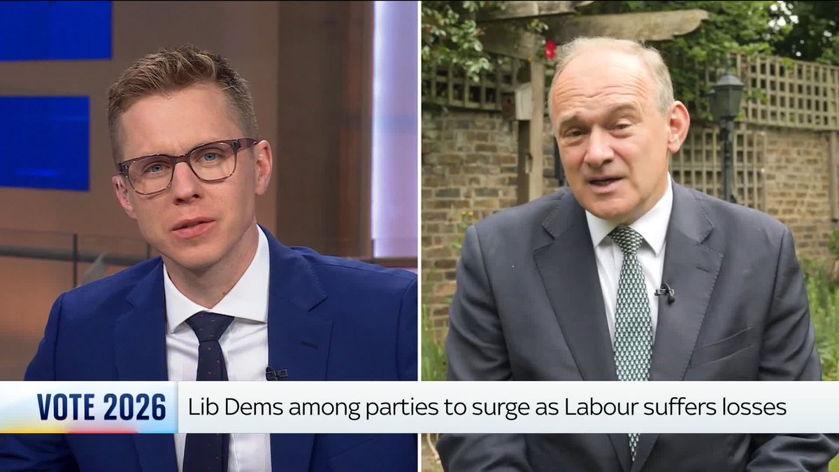 "It's very difficult to work with people who hold those views." Lib Dems leader Sir Ed Davey says he'd be 'extraordinarily surprised' if any councillors in his party decide to work with Reform UK in areas with no overall control. 📺 Sky 501, Virgin 602