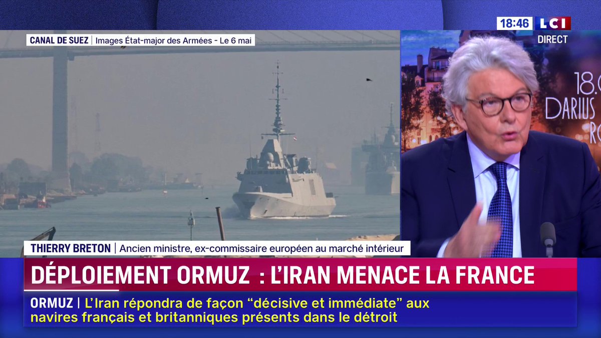 🔴 Déploiement à Ormuz : l'Iran menace la France et le Royaume-Uni 🗣️ "L'Europe est aussi puissante que les États-Unis dans la région. À l'occasion du déplacement de Donald Trump, la diplomatie va entrer en action", analyse Thierry Breton