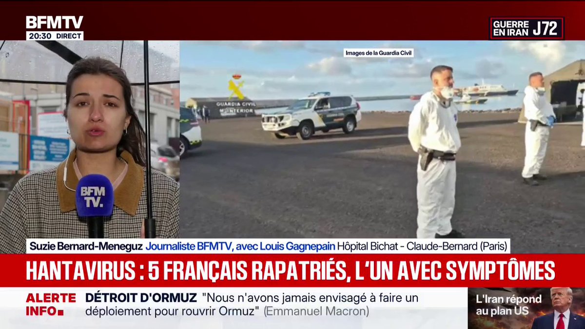 Hantavirus: un des cinq Français rapatriés ce dimanche en France présente "des symptômes"