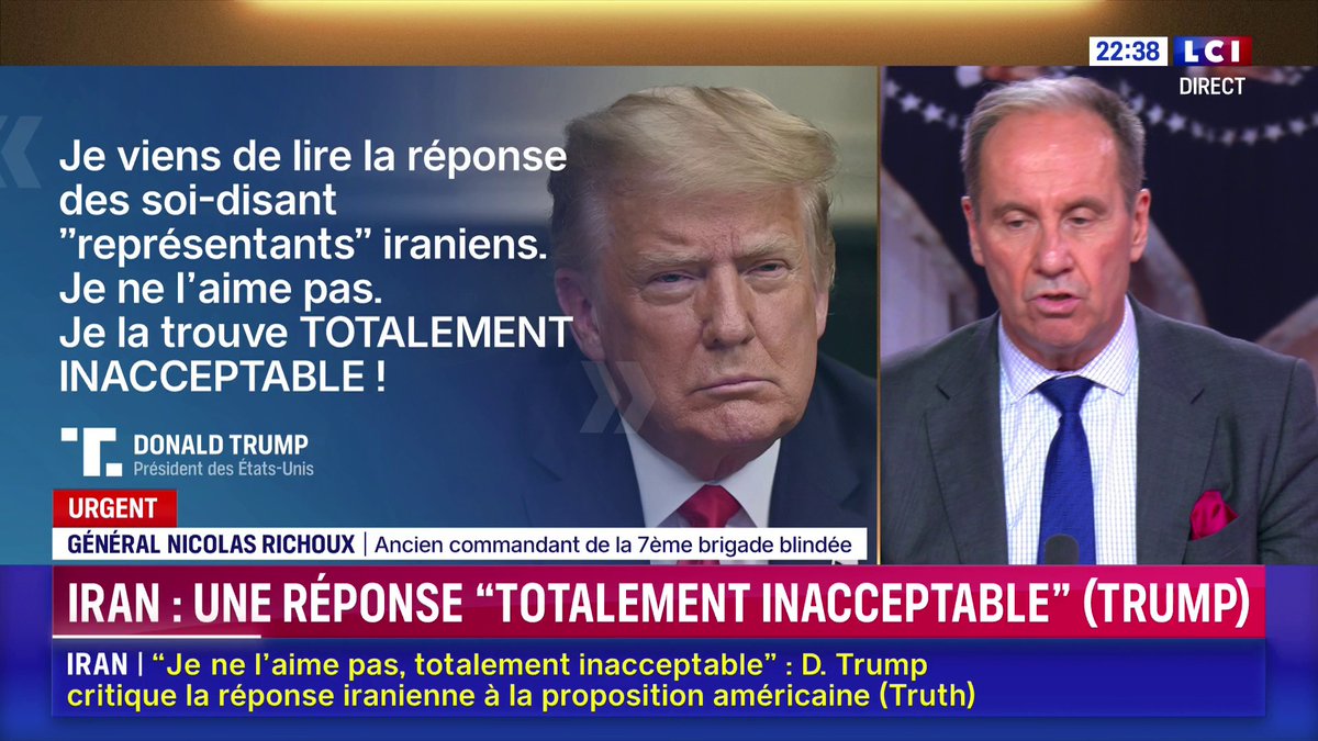 🔴 Donald Trump juge "totalement inacceptable" la réponse de l'Iran pour mettre fin à la guerre
