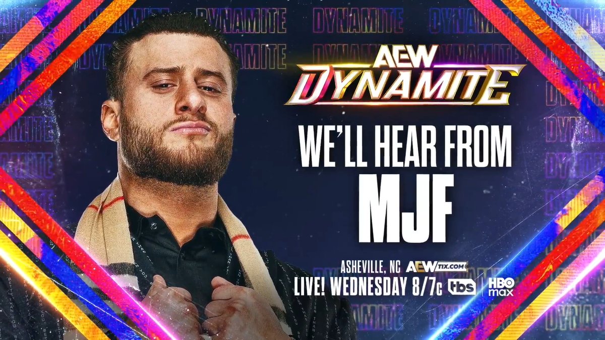 #AEWDynamite 8/7c, TBS + HBO Max This Wednesday, 5/13! We'll Hear From MJF AEW World Champion Darby Allin made it crystal clear: If Maxwell Jacob Friedman™️ wants his world title rematch, he'll have to put his hair on the line! We'll hear from the former world champion, MJF, THIS WEDNESDAY!