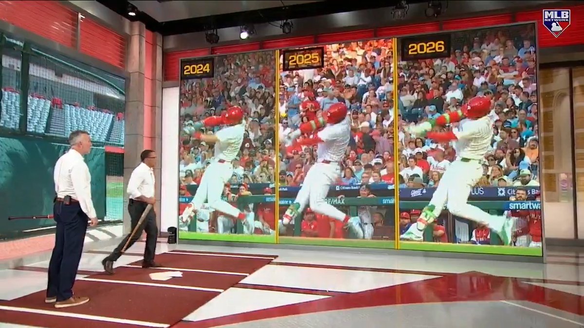 “When Bryce is right, there's a lot of moving parts around a still head…” Bryce Harper's swing is beautiful 👌