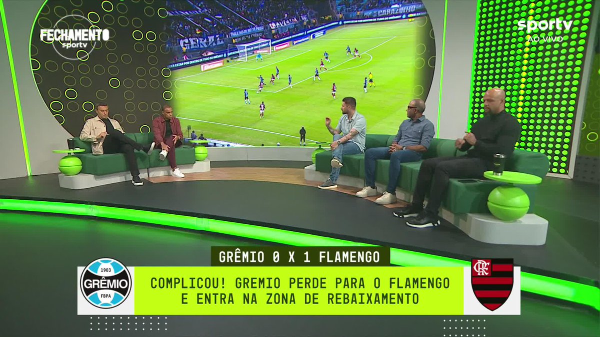 Rafael Sobis: “O Grêmio deve estar feliz que foi só 1 a 0 (para o Flamengo), porque a moral é não passar vergonha.” Denílson: “Mas passou, hein?!” Abel Neto: “Se contentar porque perdeu de pouco é muito pouco para o Grêmio.” 🎥 sportv | ge