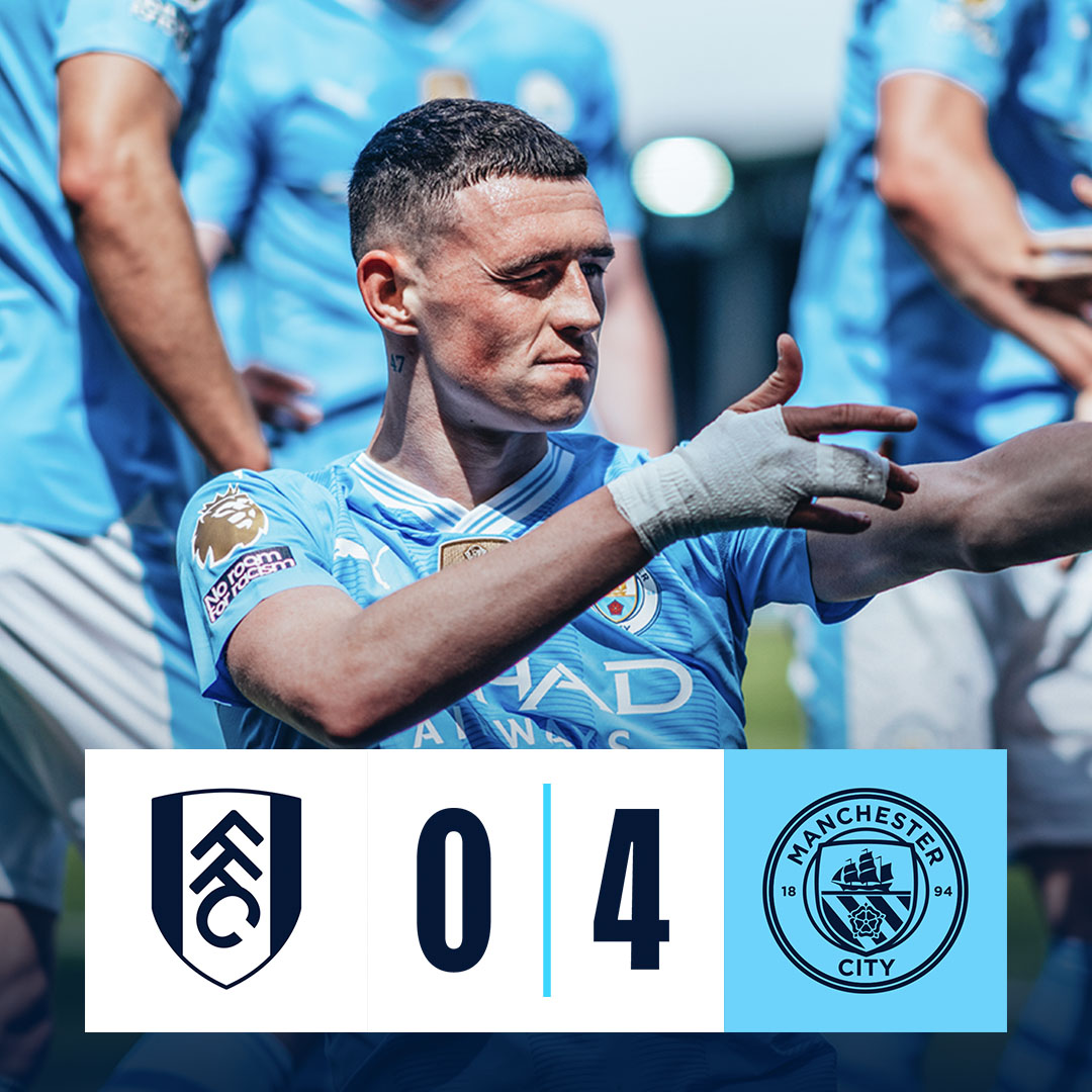 #OnThisDay: Fulham 0-4 #ManCity [2024] ⚽️ [13', 71'] Joško Gvardiol ⚽️ [59'] Phil Foden ⚽️ [90+6' P] Araña 🕷