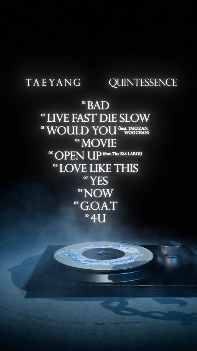 QUINTESSENCE TRACKLIST TAEYANG 'QUINTESSENCE' 2026.05.18 6PM (KST) 🔗 #TAEYANG #태양 #QUINTESSENCE #THEBLACKLABEL #더블랙레이블