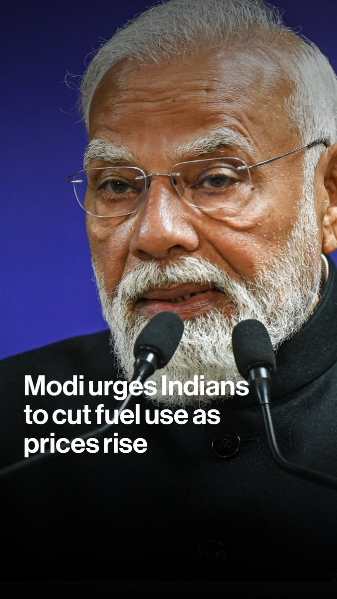 Indian Prime Minister Narendra Modi has appealed to citizens to conserve fuel and avoid unnecessary travel due to rising oil prices from the Iran war. Bloomberg's Ruchi Bhatia reports