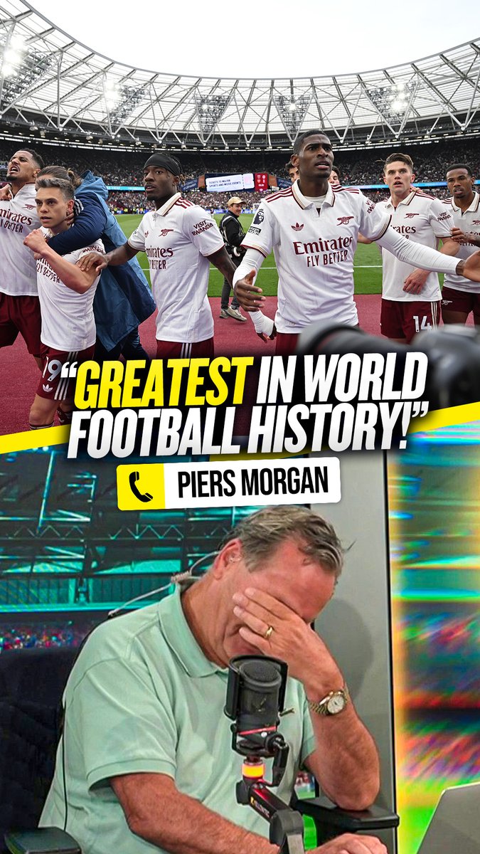🔥 "Our 25-man squad is right up there with the greatest in world football!" 🏆 "The proof will be in the pudding of the trophies we win... we are about to win the PL and UCL!" @PiersMorgan believes no other football squad in history could compete with #AFC's current squad! 😳