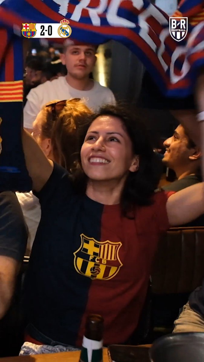 Two very different fan reactions as Barcelona beat Real Madrid in El Clásico to secure the Liga title 🏆