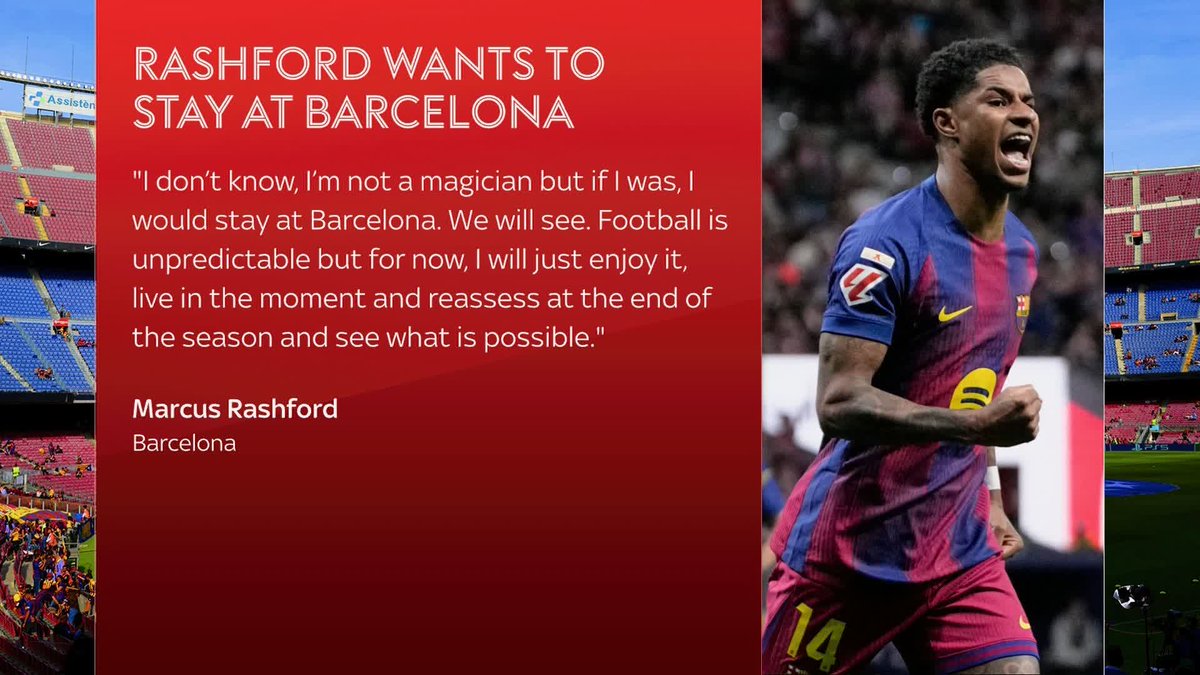 🗣️ "I'm not a magician but if I was, I would stay at Barcelona" Marcus Rashford says that he wants to continue playing at the Camp Nou next season.
