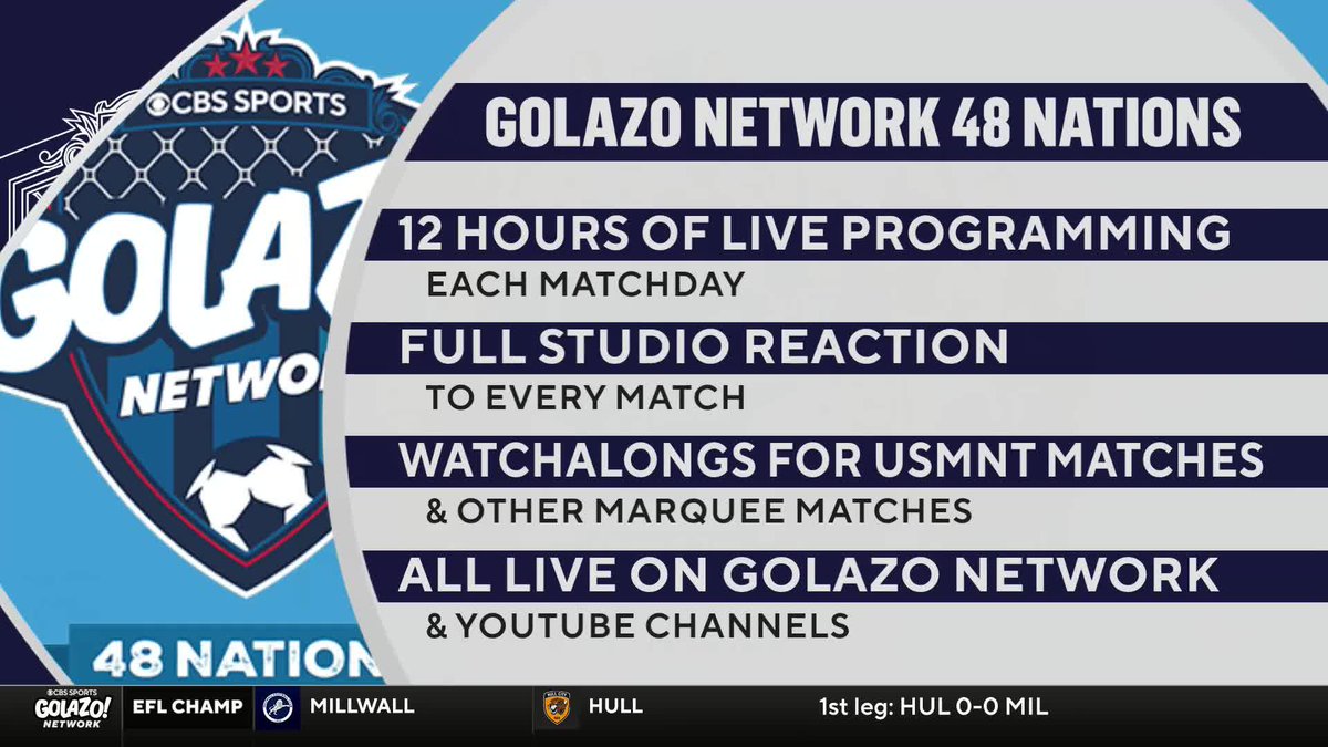 🚨 Only one month until the biggest football tournament in the world kicks off and CBS Sports Golazo Network is ready ⚽ —Up to 12 hours of live shows each matchday —Reactions to ALL 104 matches —Watchalongs, and... The most epic road trip capturing fan culture 🔥