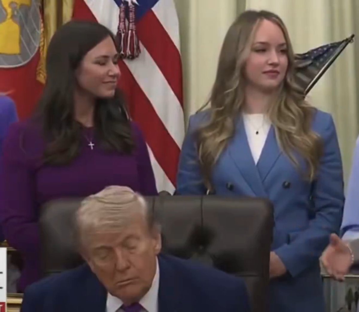 Drooping mouth, closed eyes, and a topic he doesn’t actually care about. TRUMP IS SLEEPING FOR SURE.