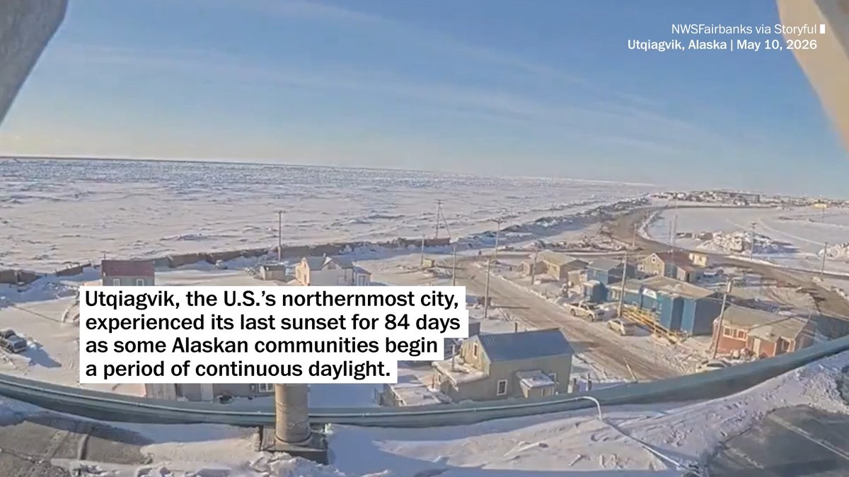 Utqiagvik, Alaska, experienced its final sunset for roughly three months on May 10, welcoming in its summer “midnight sun” period of continuous daylight.