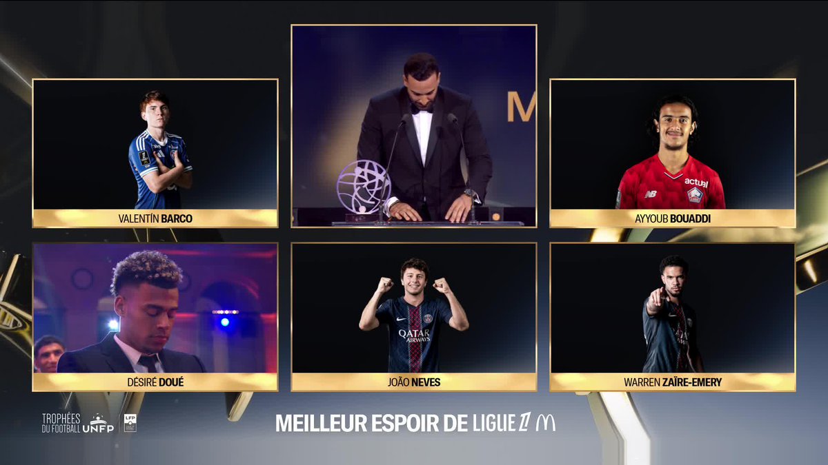 🌟 Désiré Doué, meilleur espoir de Ligue 1 McDonald's pour la seconde fois ! #TropheesUNFP