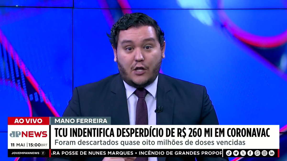TCU identifica desperdício de R$ 260 milhões em Coronavac sob governo Lula | TEMPO REAL 📺 Confira no Youtube da JP News: #TempoReal