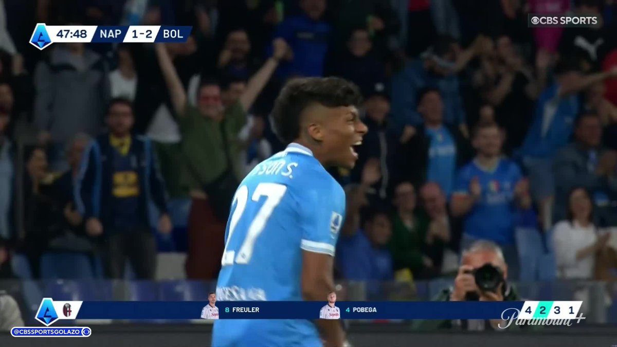 Rasmus Højlund does brilliantly to tee up Alisson Santos for a Napoli equalizer 👏