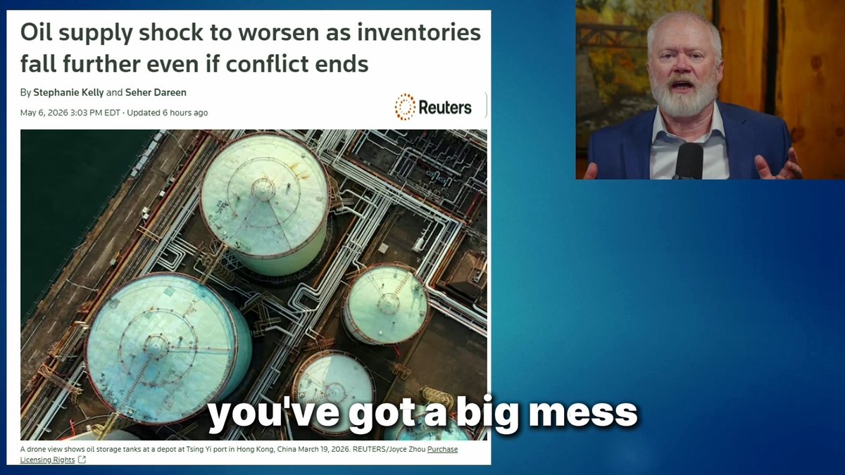 Oil executives, analysts, major banks, and even Reuters are now all reporting the same thing: the full impact of the Strait of Hormuz closure has not yet been felt, and it's coming. Expect major price spikes in energy right as the summer driving season is starting and inventory buffers are running out. Folks - this is serious, and you need to be prepared. Full report: