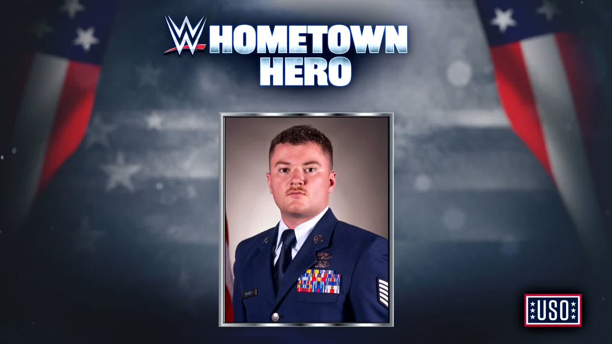 Thank you for your service, Technical Sergeant, Logan Wagner! 👏 #WWEHometownHero
