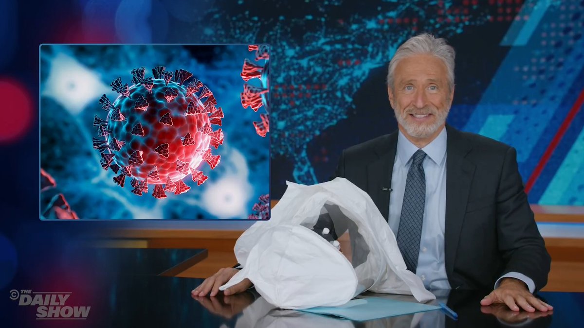 The hantavirus is giving Jon Stewart an excuse to wear his old hazmat suit, and can you believe it? It still fits!