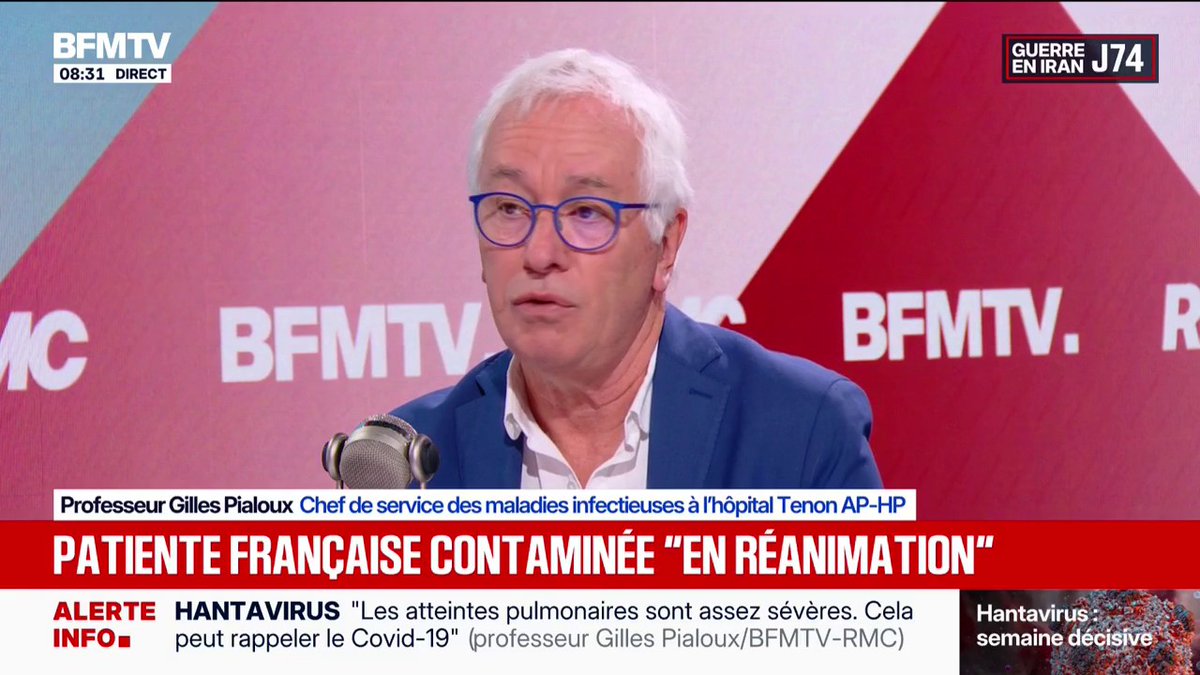 Hantavirus: "C'est un virus qui mute beaucoup", affirme Gilles Pialoux, chef de service des maladies infectieuses à l'hôpital Tenon AP-HP