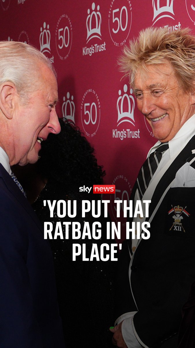 'You put that ratbag in his place' Sir Rod Stewart raised the King's four-day trip to the United States with Charles and Camilla during an event on Monday celebrating the 50th anniversary of the King's Trust at the Royal Albert Hall.