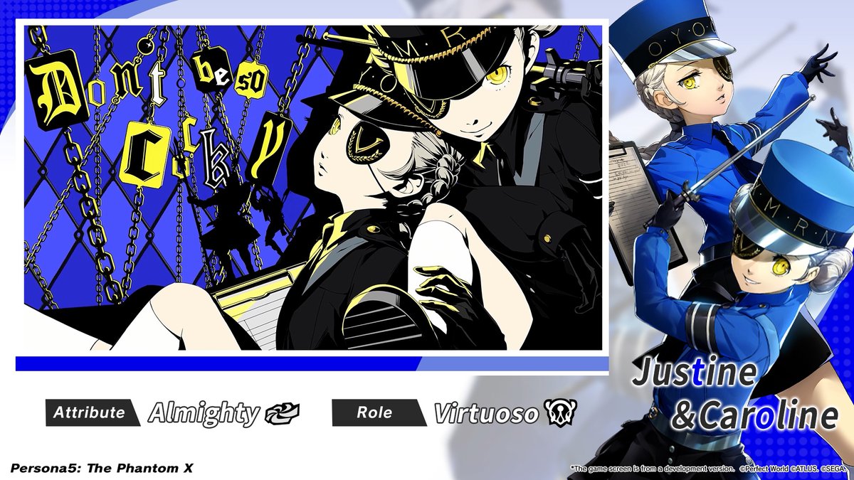 ✧─ Most Wanted Phantom Idol Contract Comeback! ─✧ Here's a clip of Justine & Caroline (VA: #AkiToyosaki) in battle! A variety of fighting styles using multiple Personas! ⛓️ #P5XEN #P5R #Justine_Caroline