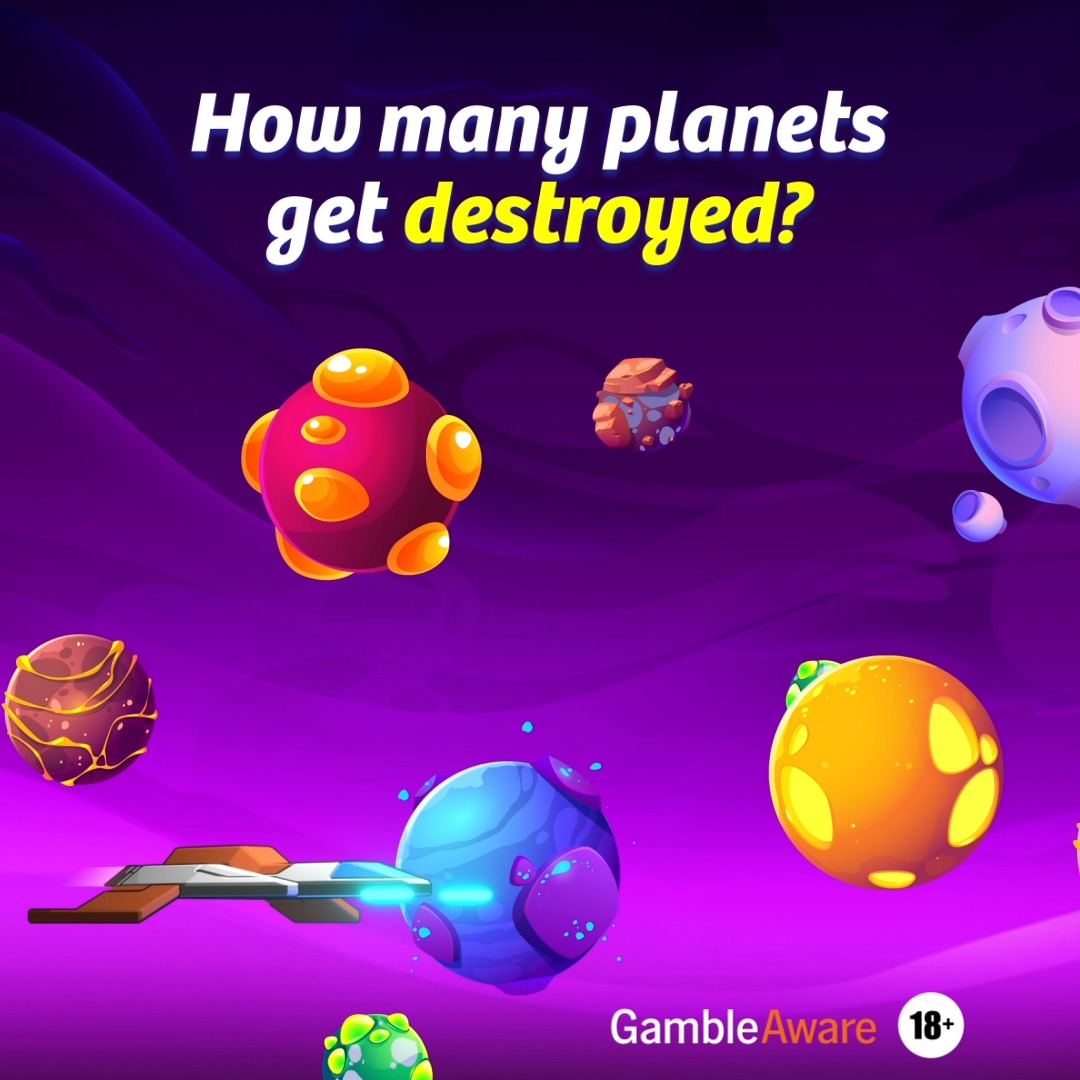There's a £𝟓𝟎 𝐯𝐨𝐮𝐜𝐡𝐞𝐫 𝐮𝐩 𝐟𝐨𝐫 𝐠𝐫𝐚𝐛𝐬 for players who can tell us how many planets the spaceship destroyed 🪐⁣ Just a fair warning – there's a lot of collateral damage!⁣ ___________ ⁣ Spaceman by Pragmatic Play. ⁣ Three randomly selected winners will be announced on 21st May to win a £50 Amazon voucher each. Winners must message us to redeem. Vouchers are not exchangeable for cash.