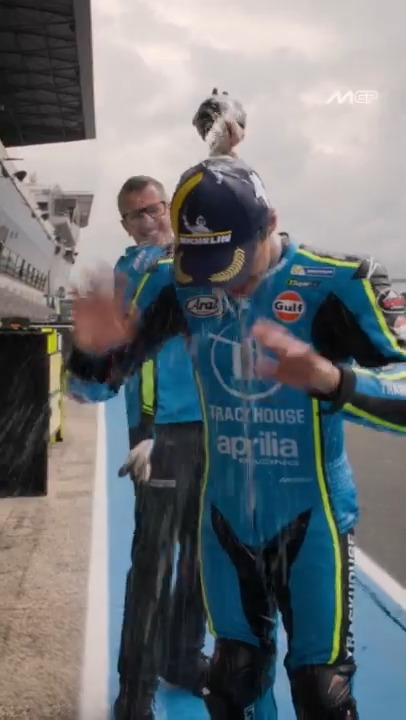 POV: You try to escape from a sparkling shower and it goes wrong 😬 #FrenchGP 🇫🇷