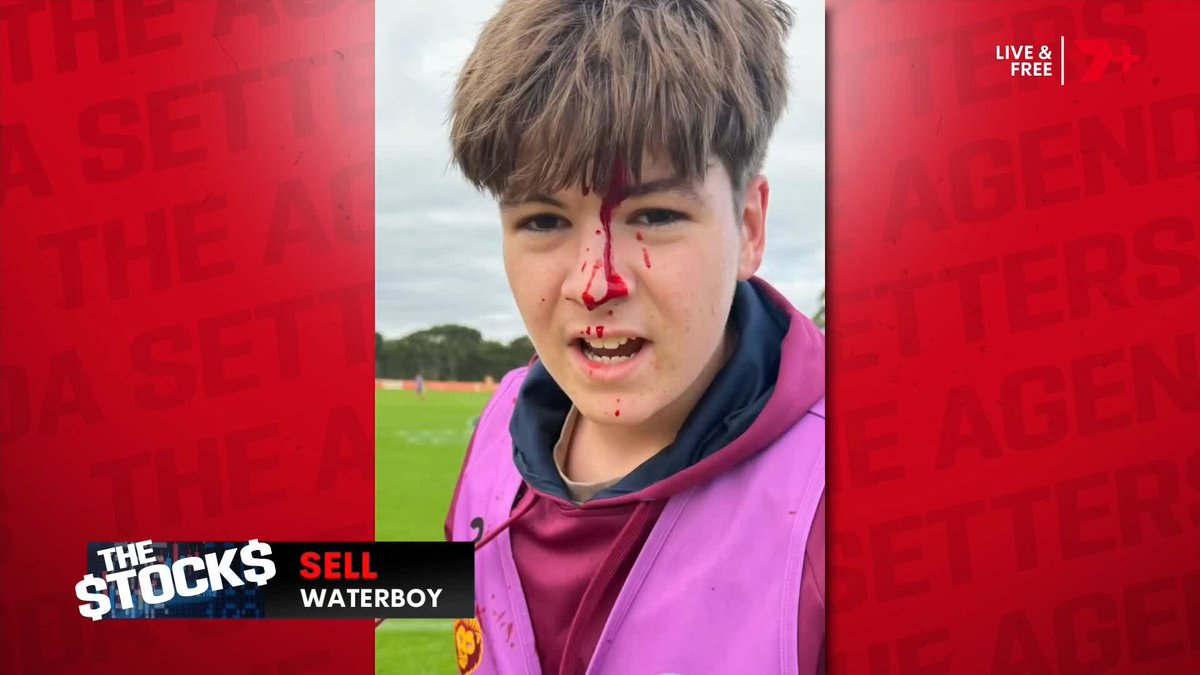 YIKES 🤕 Shoutout to Brisbane Lions Academy water boy Ollie Watts who copped a rogue water bottle on the weekend 😳