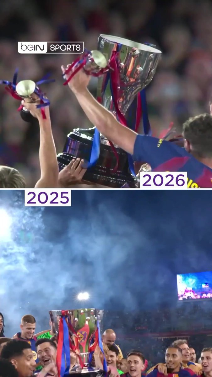 برشلونة يرفع لقب الدوري من جديد ✨🏆 أي نسخة من برشلونة أقنعتكم أكثر؟ 2025 أم 2026؟ 👀 #الدوري_الاسباني #برشلونة #بطل_الليغا2025 #بطل_الليغا2026