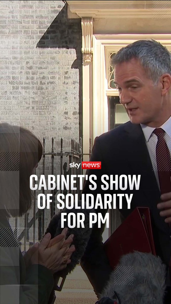 'Never seen this before' Sky's political editor, Beth Rigby, speaks to cabinet ministers outside Number 10 as they come out of a meeting with the Prime Minister - as dozens of Labour MPs urge Starmer to step down. Latest: