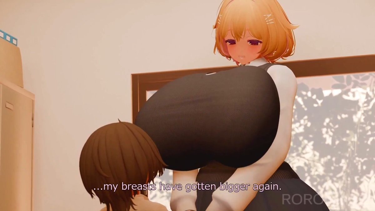 I want to get squished by the huge breasts of my much younger female friend, who has a really big breast and body... And I want her to grow up bigger in this small room...! Bigger!Bigger!!Bigger!!!