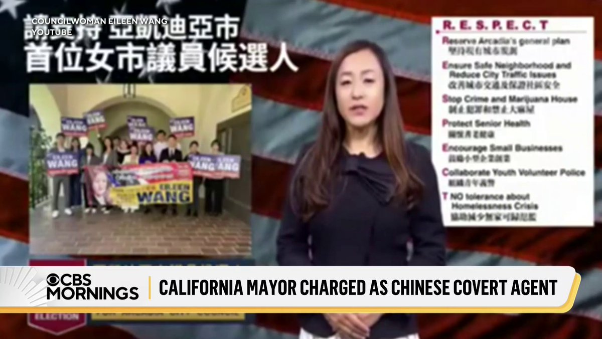 Eileen Wang, the mayor of Arcadia, California, has agreed to a plea bargain, admitting to spreading propaganda on behalf of the Chinese government. Wang admitted she received directives from Chinese government officials, posting pre-written articles denying human rights abuses in China to a website she and her former fiancé operated from 2020-2022. The city of Arcadia said Wang has resigned as mayor.