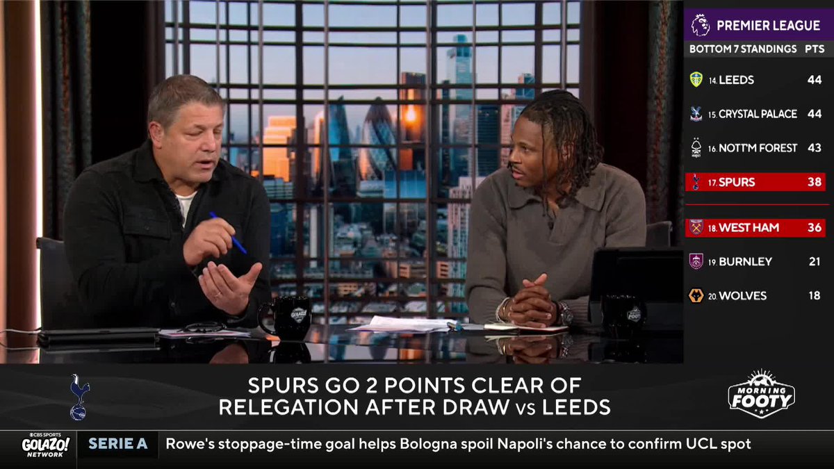 "Those six games may have been the death of them" 🗣️ Tony Meola says Tottenham waiting to part ways with Igor Tudor could cost them in the relegation fight.