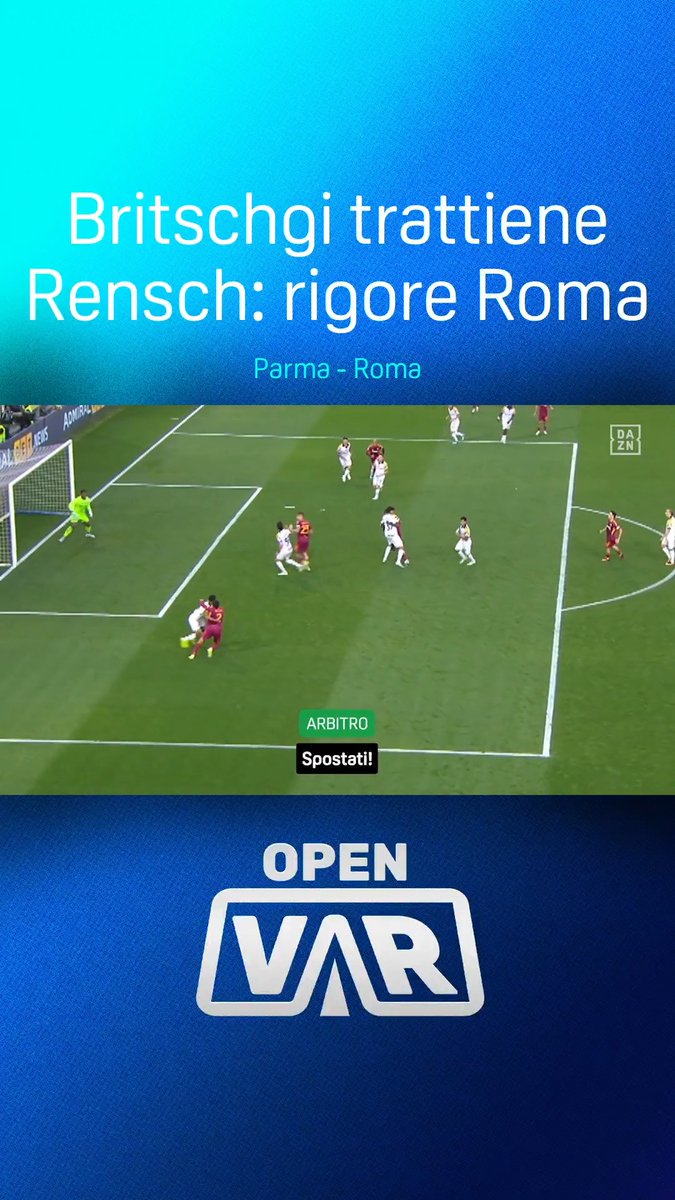 “𝑪𝒂𝒍𝒄𝒊𝒐 𝒅𝒊 𝒓𝒊𝒈𝒐𝒓𝒆 𝒆𝒗𝒊𝒅𝒆𝒏𝒕𝒆”💥 Britschgi trattiene Rensch: penalty Roma al minuto 9️⃣8️⃣⚠️ L’audio del VAR e l’analisi dell’episodio ad #OpenVAR, disponibile ora sull’app #DAZN 📲