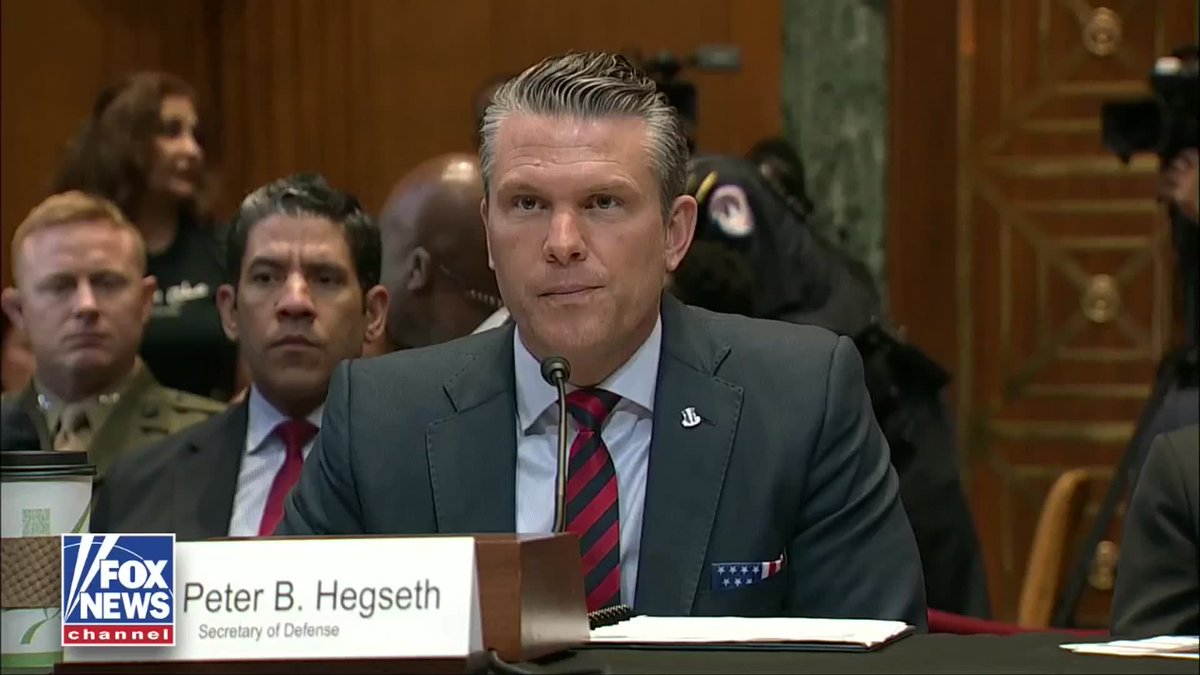JUST IN: Two individuals were just ejected from the Senate Appropriations hearing as War Secretary Pete Hegseth and Joint Chiefs Chairman Gen. Dan Caine faces questions from lawmakers about military funding amid the war with Iran. One of the protesters escorted out was a woman was yelling about Iranian-American opposition to the Middle East war.