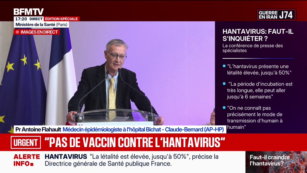 Hantavirus: "La situation est assez exceptionnelle et assez inédite", observe Antoine Flahault, médecin épidémiologiste