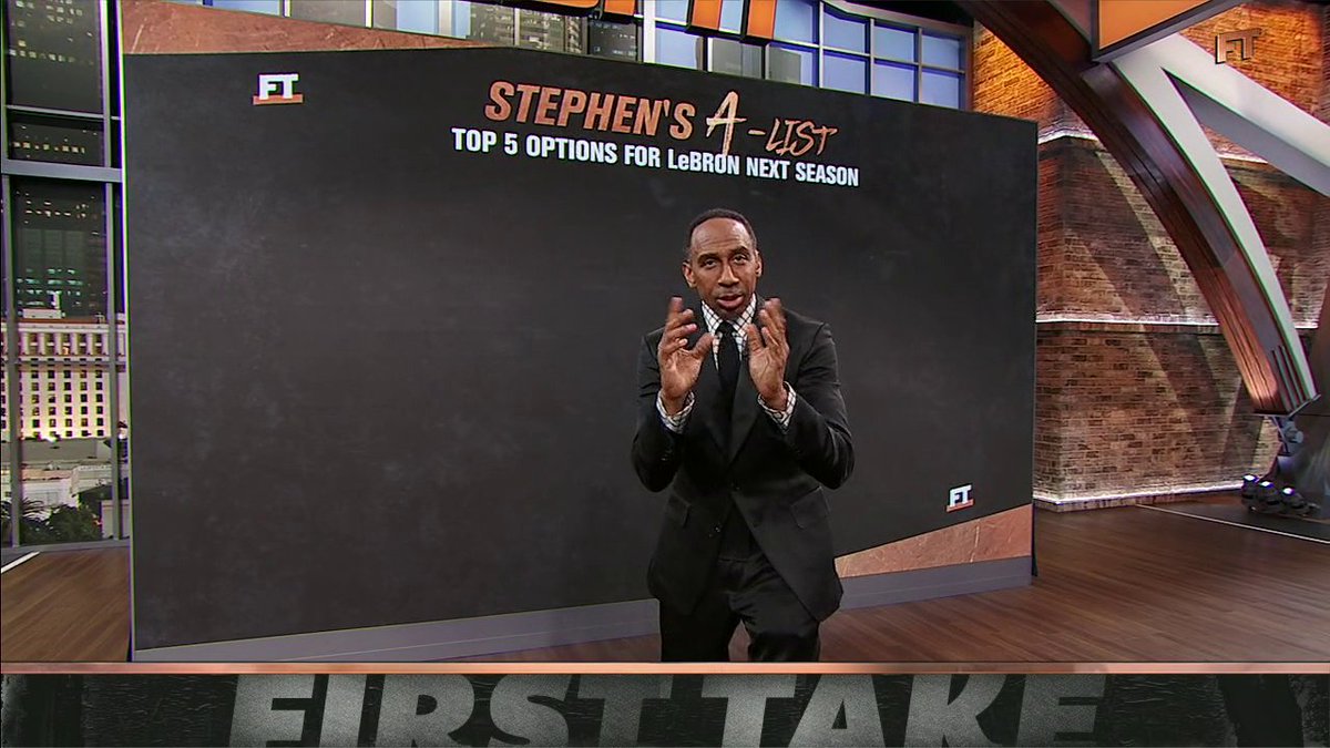 .Stephen A Smith gives the TOP FIVE landing spots for LeBron next season 👀⬇️