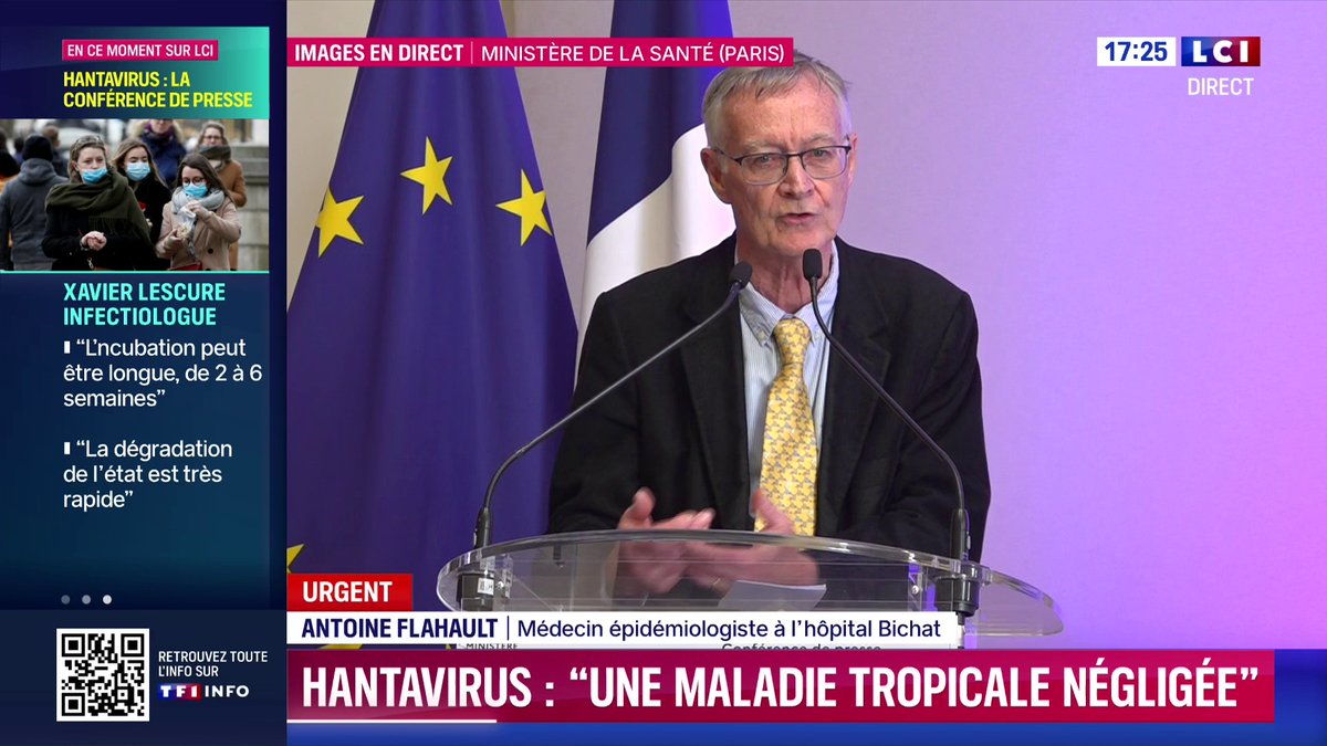 🔴 Hantavirus : 🗣️"On a affaire à un virus extrêmement dangereux, extrêmement sévère, avec une létalité presque spontanée de 30 à 50%.", Antoine Flahaut, Médecin épidémiologiste à l'hôpital Bichat.
